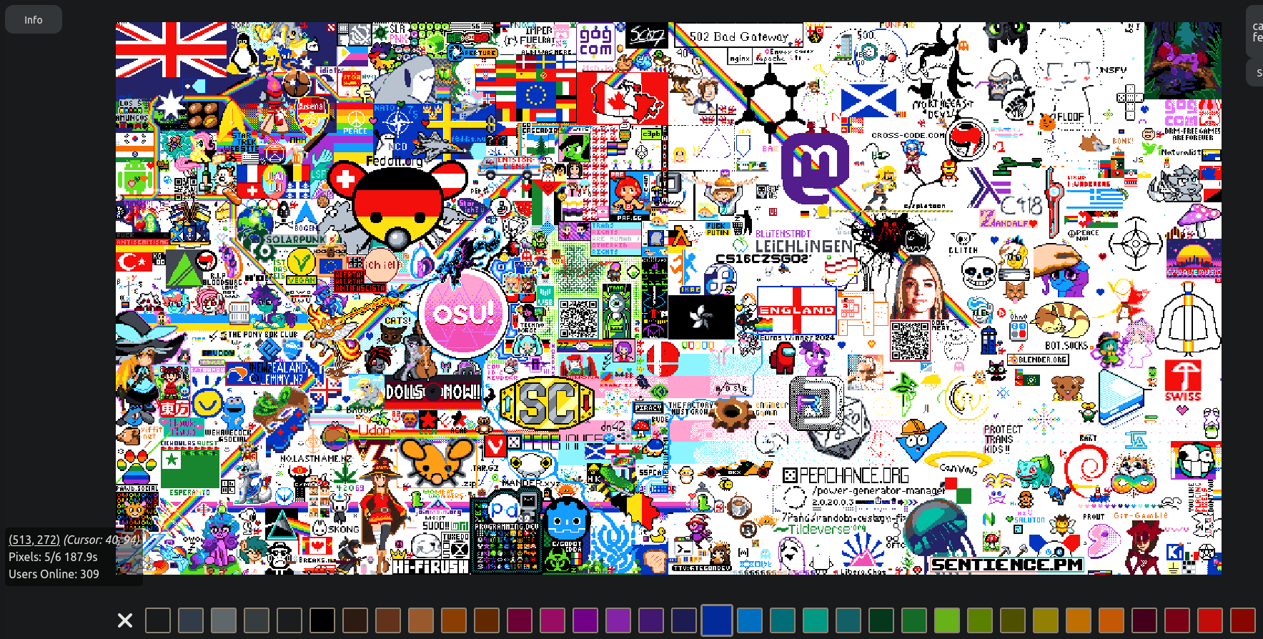 Screenshot von dem sehr bunten Canvas-Bild